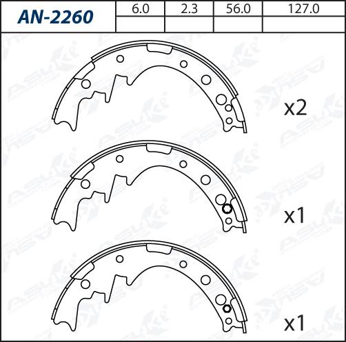 ASUKI AN-2260 - Комплект гальм, барабанний механізм autozip.com.ua