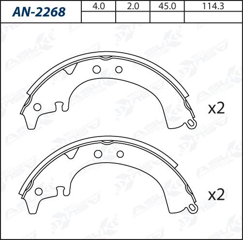 ASUKI AN-2268 - Комплект гальм, барабанний механізм autozip.com.ua