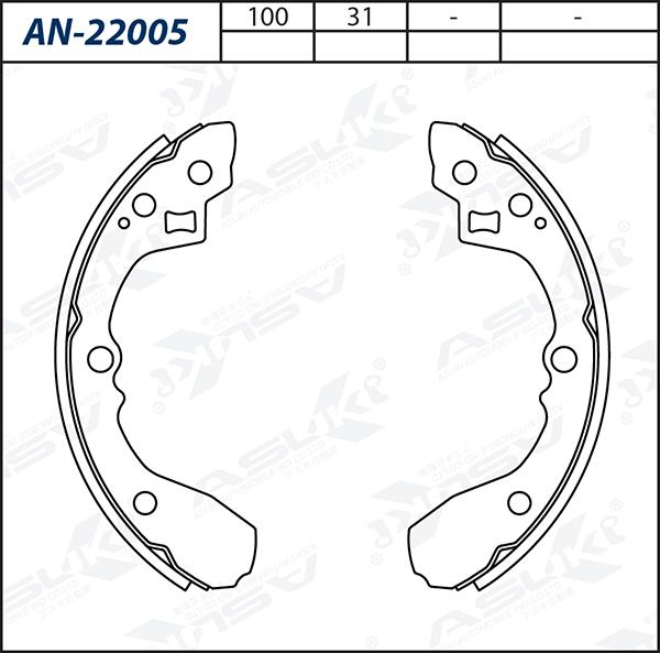 ASUKI AN-22005 - Комплект гальм, барабанний механізм autozip.com.ua
