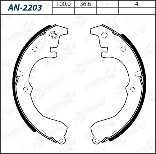 ASUKI AN-2203 - Комплект гальм, барабанний механізм autozip.com.ua