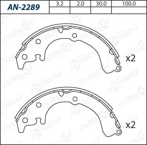 ASUKI AN-2289 - Комплект гальм, барабанний механізм autozip.com.ua