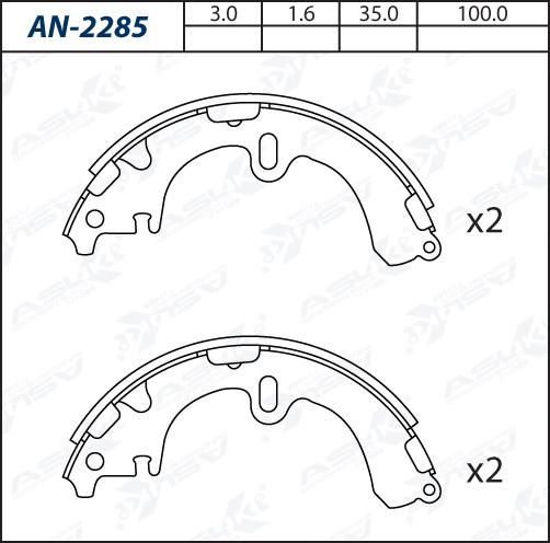ASUKI AN-2285 - Комплект гальм, барабанний механізм autozip.com.ua