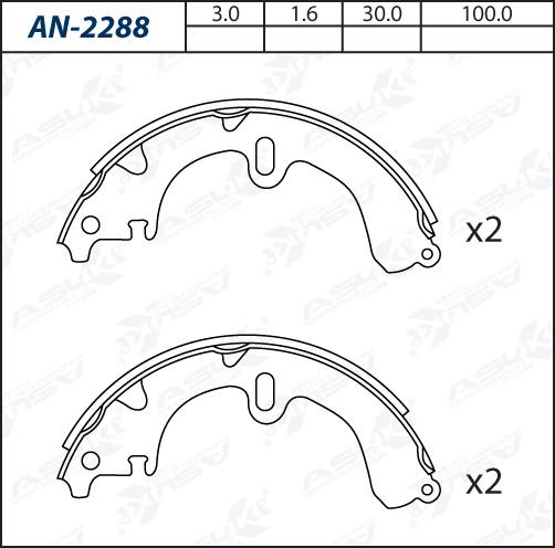 ASUKI AN-2288 - Комплект гальм, барабанний механізм autozip.com.ua