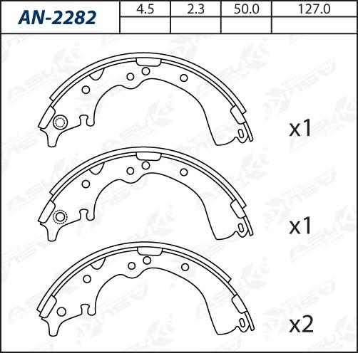 ASUKI AN-2282 - Комплект гальм, барабанний механізм autozip.com.ua
