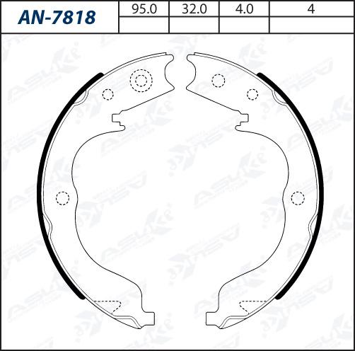 ASUKI AN-7818 - Комплект гальм, барабанний механізм autozip.com.ua
