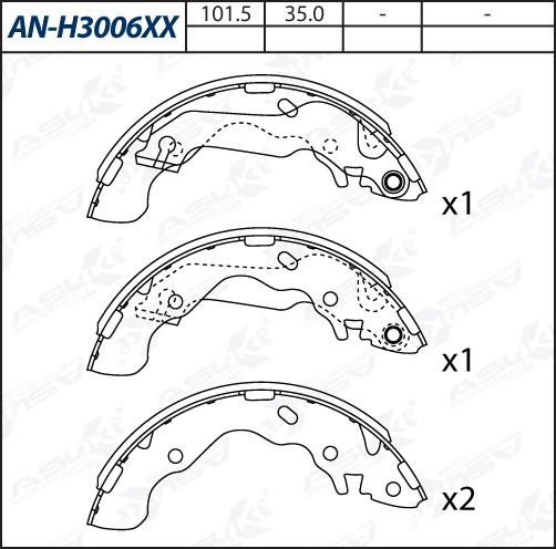 ASUKI AN-H3006 - Комплект гальм, барабанний механізм autozip.com.ua