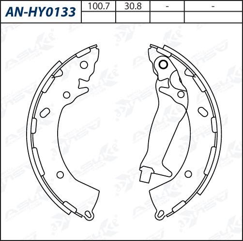 ASUKI AN-HY0133 - Комплект гальм, барабанний механізм autozip.com.ua