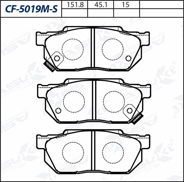 ASUKI CF-5019M-S - Гальмівні колодки, дискові гальма autozip.com.ua