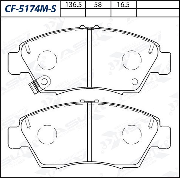 ASUKI CF-5174M-S - Гальмівні колодки, дискові гальма autozip.com.ua