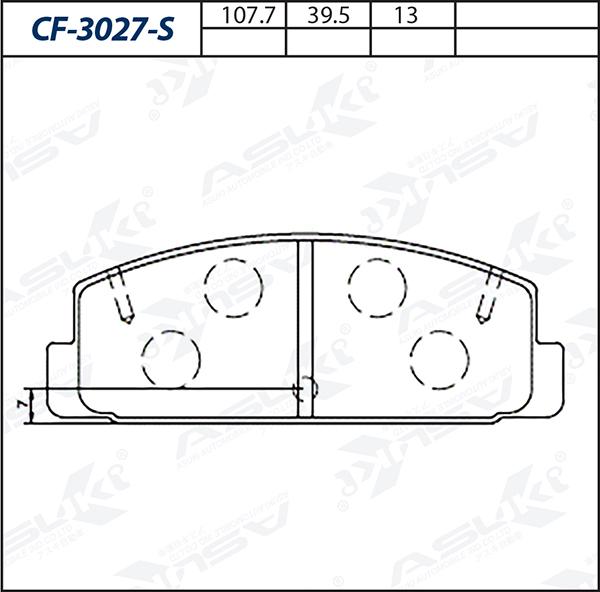 ASUKI CF-3027-S - Гальмівні колодки, дискові гальма autozip.com.ua