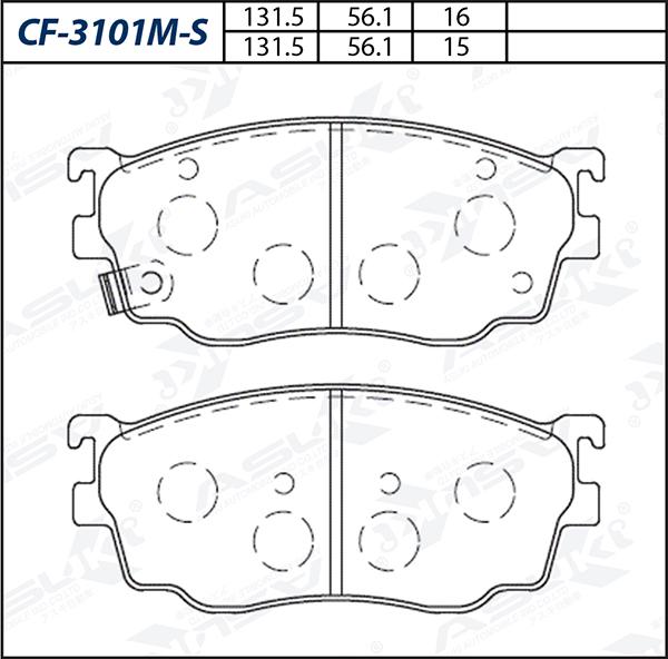 ASUKI CF-3101M-S - Гальмівні колодки, дискові гальма autozip.com.ua