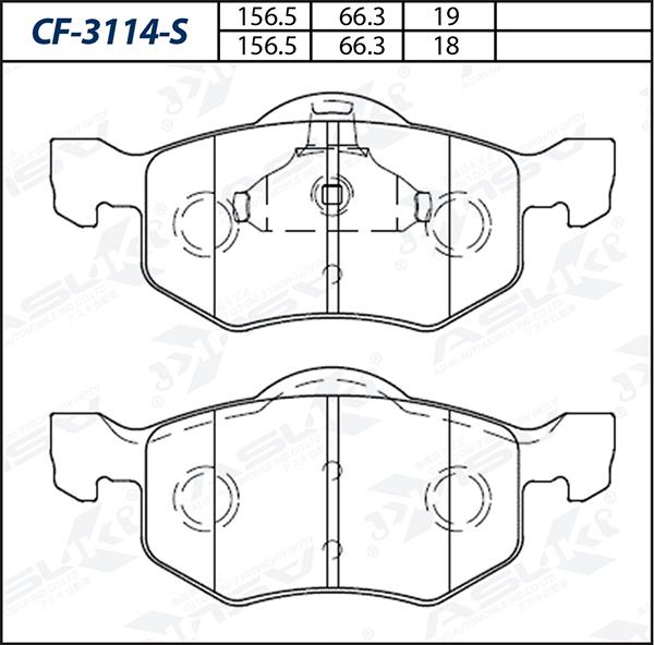 ASUKI CF-3114-S - Гальмівні колодки, дискові гальма autozip.com.ua