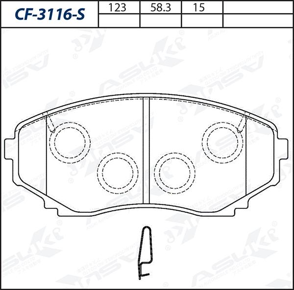 ASUKI CF-3116-S - Гальмівні колодки, дискові гальма autozip.com.ua