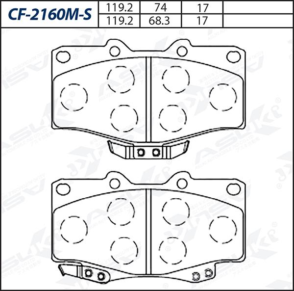 ASUKI CF-2160M-S - Гальмівні колодки, дискові гальма autozip.com.ua