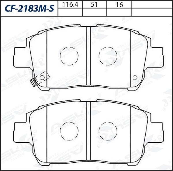 ASUKI CF-2183M-S - Гальмівні колодки, дискові гальма autozip.com.ua