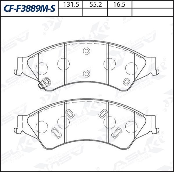 ASUKI CF-F3889M-S - Гальмівні колодки, дискові гальма autozip.com.ua