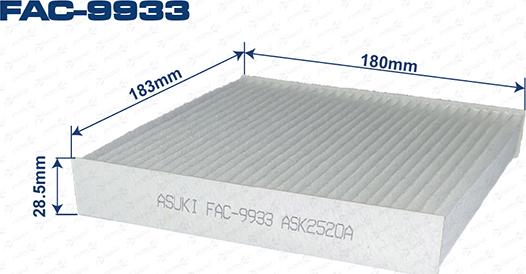 ASUKI FAC-9933 - Фільтр, повітря у внутрішній простір autozip.com.ua