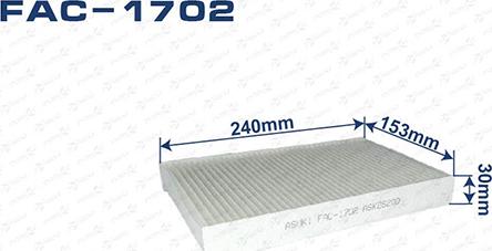 ASUKI FAC-1702 - Фільтр, повітря у внутрішній простір autozip.com.ua
