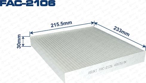 ASUKI FAC-2106 - Фільтр, повітря у внутрішній простір autozip.com.ua