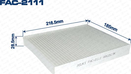 ASUKI FAC-2111 - Фільтр, повітря у внутрішній простір autozip.com.ua