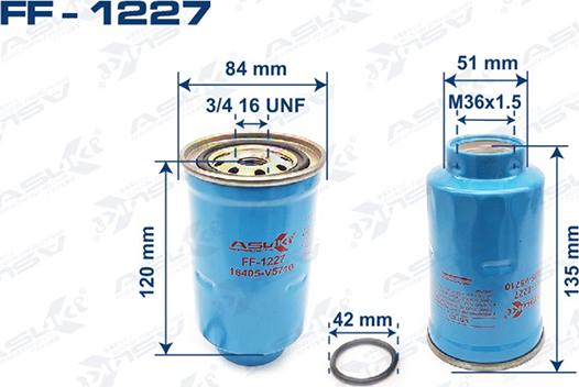 ASUKI FF-1227 - Паливний фільтр autozip.com.ua
