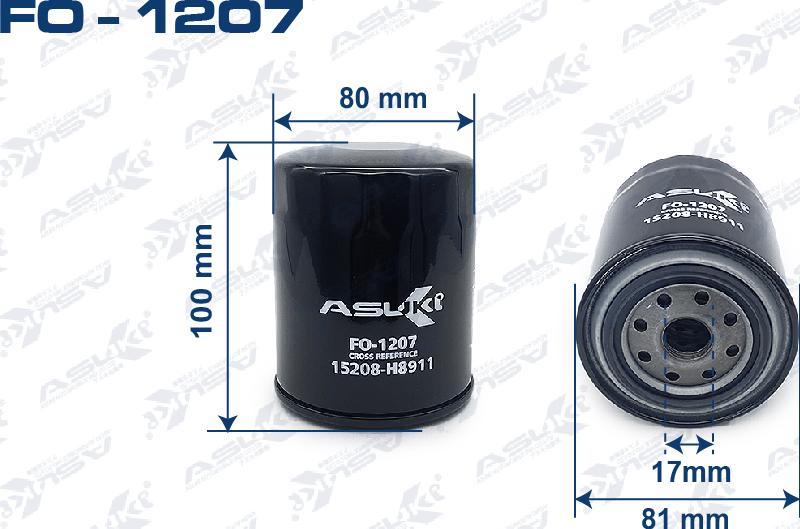 ASUKI FO-1207 - Масляний фільтр autozip.com.ua