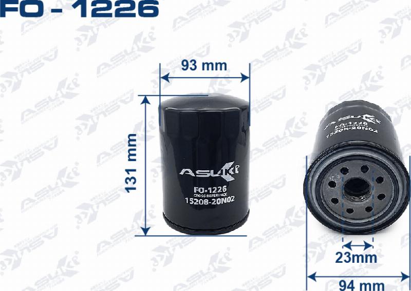 ASUKI FO-1226 - Масляний фільтр autozip.com.ua
