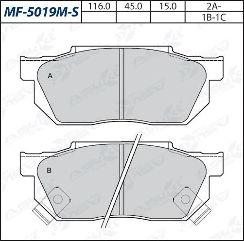 ASUKI MF-5019M-S - Гальмівні колодки, дискові гальма autozip.com.ua