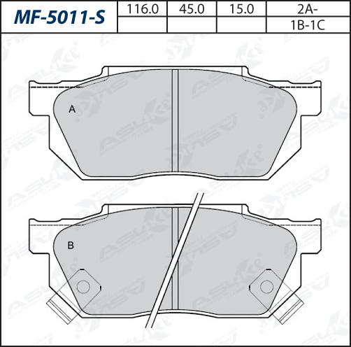 ASUKI MF-5011-S - Гальмівні колодки, дискові гальма autozip.com.ua