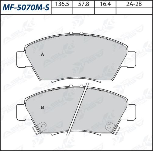 ASUKI MF-5070M-S - Гальмівні колодки, дискові гальма autozip.com.ua