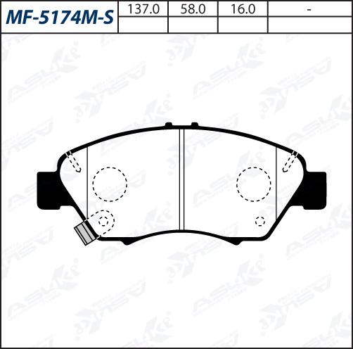 ASUKI MF-5174M-S - Гальмівні колодки, дискові гальма autozip.com.ua