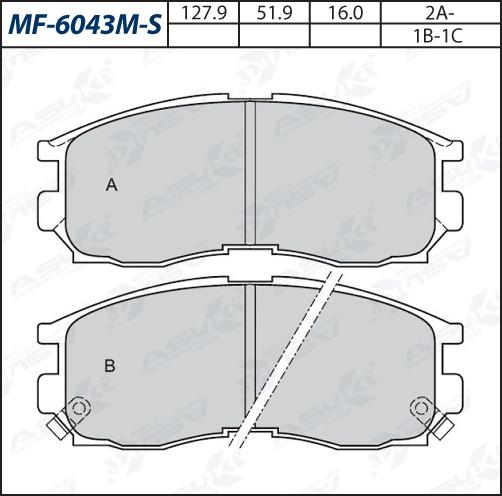 ASUKI MF-6043M-S - Гальмівні колодки, дискові гальма autozip.com.ua