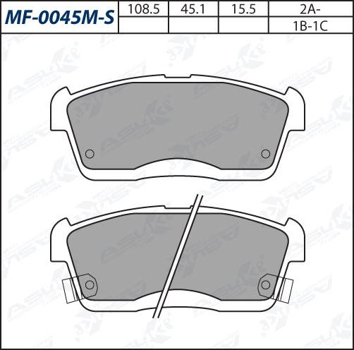 ASUKI MF-0045M-S - Гальмівні колодки, дискові гальма autozip.com.ua