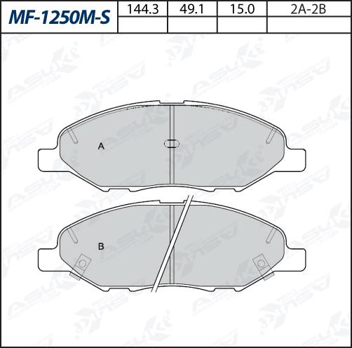 ASUKI MF-1250M-S - Гальмівні колодки, дискові гальма autozip.com.ua