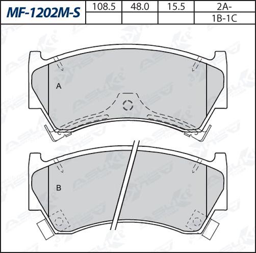 ASUKI MF-1202M-S - Гальмівні колодки, дискові гальма autozip.com.ua