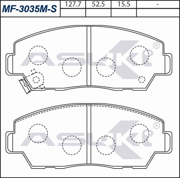 ASUKI MF-3035M-S - Гальмівні колодки, дискові гальма autozip.com.ua