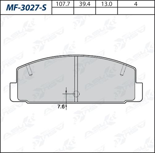 ASUKI MF-3027-S - Гальмівні колодки, дискові гальма autozip.com.ua