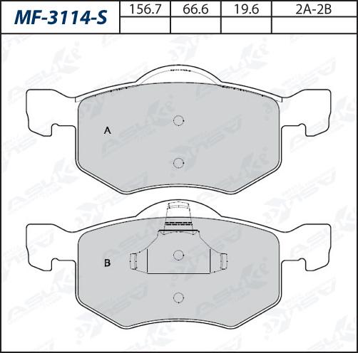 ASUKI MF-3114-S - Гальмівні колодки, дискові гальма autozip.com.ua