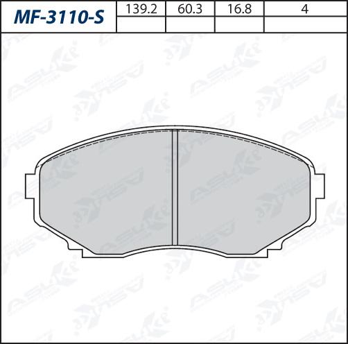 ASUKI MF-3110-S - Гальмівні колодки, дискові гальма autozip.com.ua