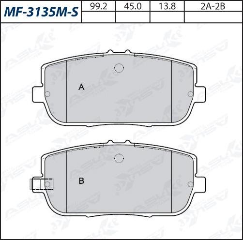 ASUKI MF-3135M-S - Гальмівні колодки, дискові гальма autozip.com.ua