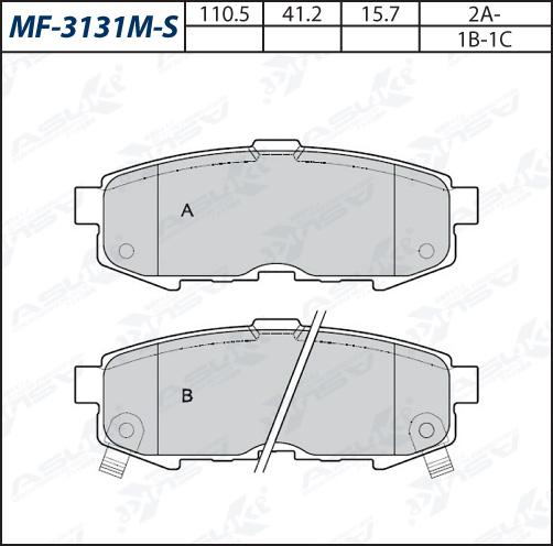 ASUKI MF-3131M-S - Гальмівні колодки, дискові гальма autozip.com.ua