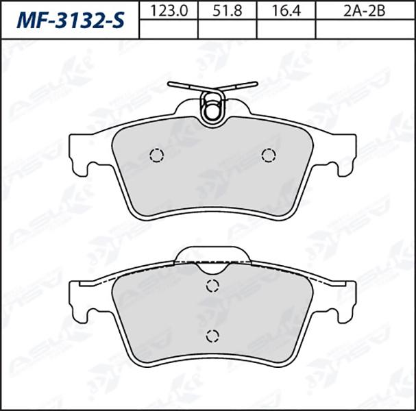 ASUKI MF-3132-S - Гальмівні колодки, дискові гальма autozip.com.ua