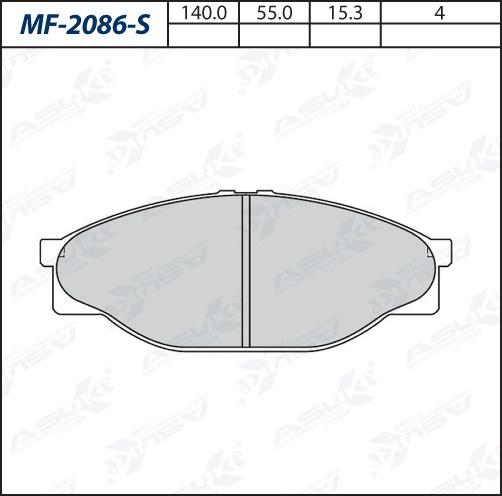 ASUKI MF-2086-S - Гальмівні колодки, дискові гальма autozip.com.ua