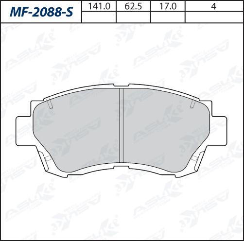ASUKI MF-2088-S - Гальмівні колодки, дискові гальма autozip.com.ua
