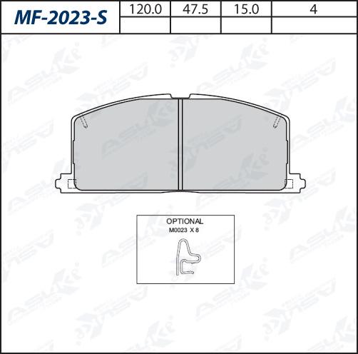 ASUKI MF-2023-S - Гальмівні колодки, дискові гальма autozip.com.ua