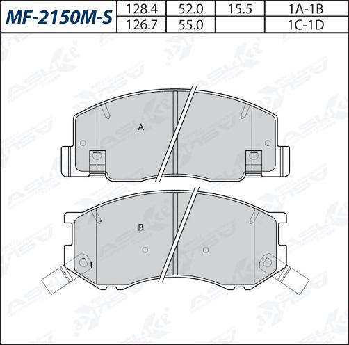 ASUKI MF-2150M-S - Гальмівні колодки, дискові гальма autozip.com.ua