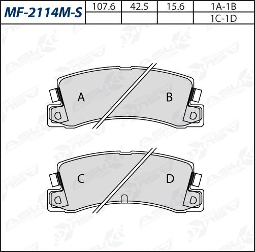 ASUKI MF-2114M-S - Гальмівні колодки, дискові гальма autozip.com.ua