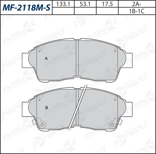 ASUKI MF-2118M-S - Гальмівні колодки, дискові гальма autozip.com.ua