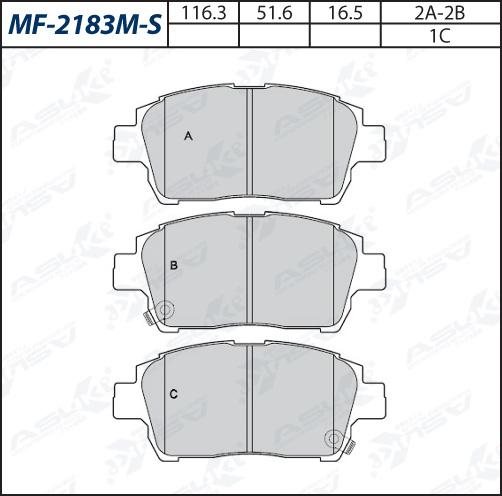 ASUKI MF-2183M-S - Гальмівні колодки, дискові гальма autozip.com.ua