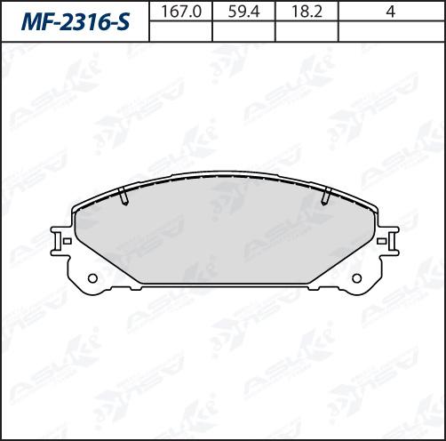 ASUKI MF-2316-S - Гальмівні колодки, дискові гальма autozip.com.ua